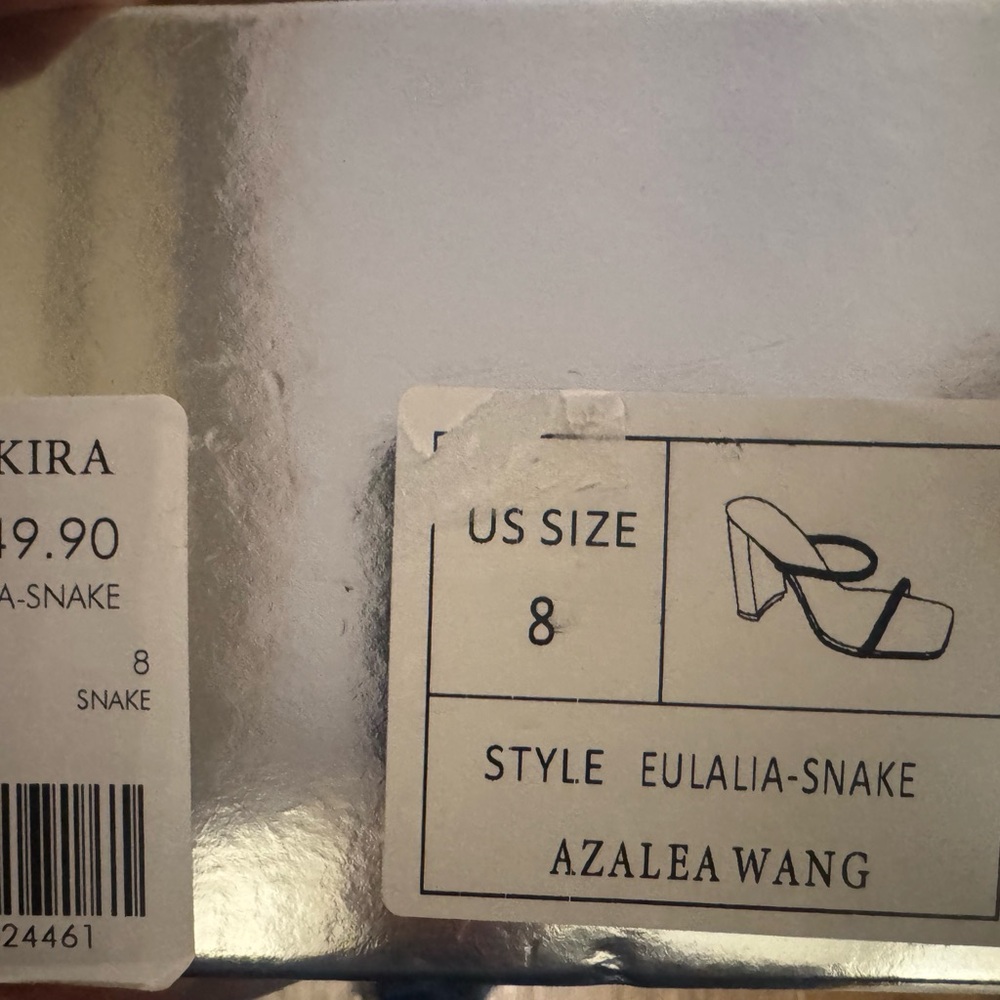 Azalea Wang Eulalia Snake Rhinestone Strap Mule Heels Size 8 - Picture 6 of 6